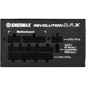 Sursa Enermax REVOLUTION DFX 1200W, PC power supply (black, 2x 12VHPWR, 5x PCIe, cable management, 1200 watts)