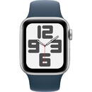 Smartwatch Apple Watch SE (2023), Smartwatch (silver/blue, 40 mm, sports strap, aluminum, cellular)