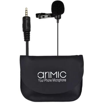 Microfon lavaliera AriMic 1.5m hands free Clip-on pentru DSLR Smartphone
