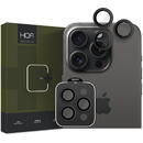 Folie de protectie Camera spate HOFI CamRing PRO+ pentru Apple iPhone 15 Pro Max / 15 Pro, Sticla Securizata, Full Glue, Neagra