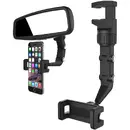 Hurtel Adjustable car rearview mirror holder for smartphone black
