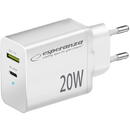 USB-A+C EZC105W, alb, 20W