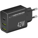 EZC106K QUICK POWER CHARGER 42W USB-C/ 2x USB-A Negru