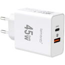 LIRGFC45WQCA GaN Fast Charge 45W 1 x PD Type-C,1 x USB-A Quick Charge 3.0 Alb