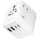 Incarcator de retea Mophie Essential 70w GaN 5 Port + AC Travel Adapter White