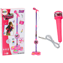 Microfon cu stativ pentru copii, reglabil, roz