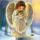 Mozaic cu diamante - înger cu pisicuță