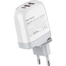 SRXC-QC65WGAN GaN 1x USB-C + 2x USB-A cablu Type-C inclus 65W Alb