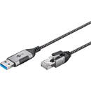 goobay Ethernet adapter cable USB-A 3.2 Gen1 > RJ-45, Slim (black/gray, 3 meters)