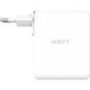 Incarcator de retea Aukey PA-B7O WH, 140W, fast charge, 2 x USB-C, 1 x USB-A, Alb